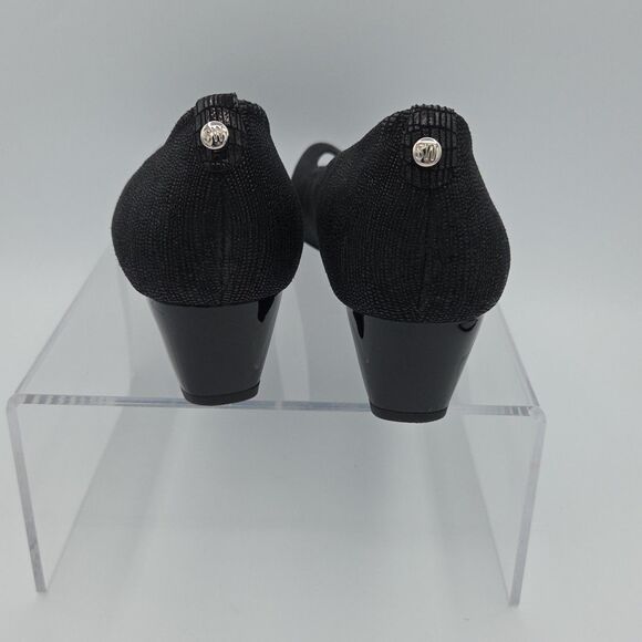 Stuart Weitzman Black Leather Shimmer Peep Toe Work Pumps Size 11 M EUC - Picture 6 of 8